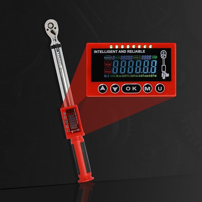 Digital Torque Wrench 3 8 Drive, 5-100FT-LB/0-135N.M, Torque Range Accurate to ±2%,Electric Torque Wrench with Buzzer and LED Flash Notification for Bike/Motorcycle/Auto Repair
