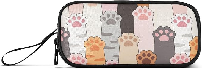 Cat Paw Prints Pencil Case Box Boys Girls Large Pencil Pouch Zipper - Image 6