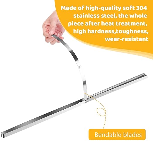 25 Blades Stainless Steel Long Feeler Gauge, Metric and Imperial Gap Measuring Tool Width and Thickness Feeler Gage Gauge for Spark Plug, Valve Adjustment Tool, 0.038-1.02mm