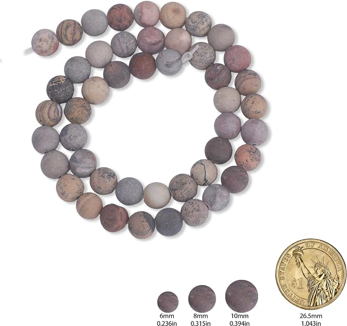 60pcs Natural Matte Yellow Serpentine Gemstone Beads，6mm Frosted Round Loose - Image 2