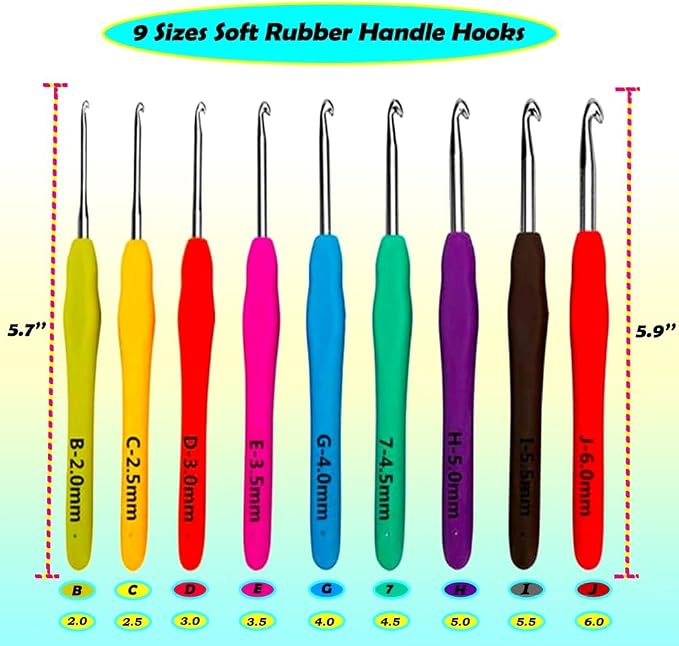 Yarniss Ergonomic Crochet Hooks Set, 9 Sizes Crochet Hooks - Image 5