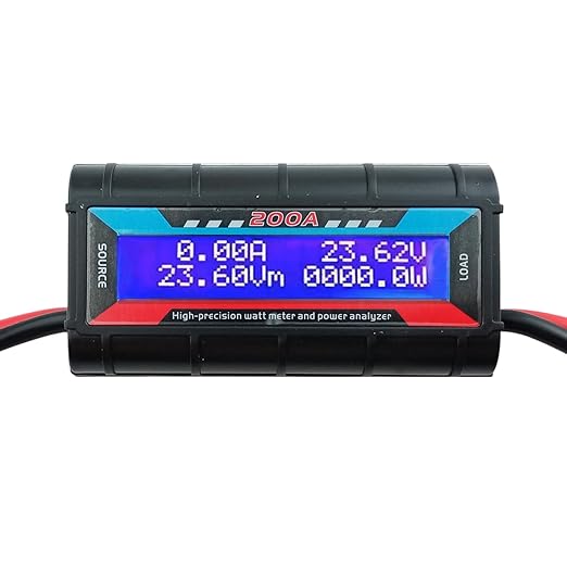 200A High Precision RC Watt Meter Power Analyzer Voltage Amp Meter, Wattmeter Tester Amp Meter Monitor with Real-time Reading Backlight Digital LCD Screen for Battery, Solar, Wind Power