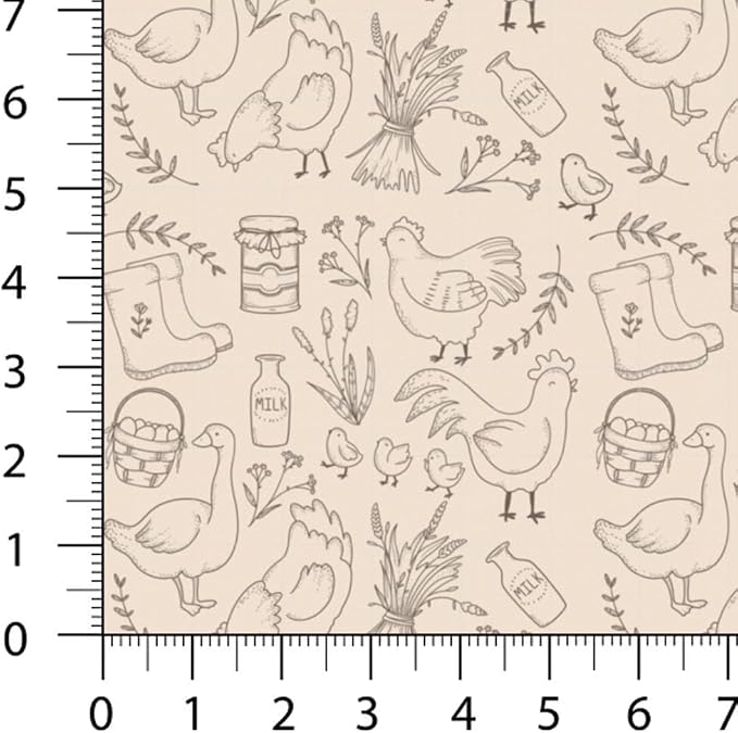 Farm Patchwork Fabric Panel 100x155 cm – 100% Cotton Satin, 6 Coordinated - Image 8
