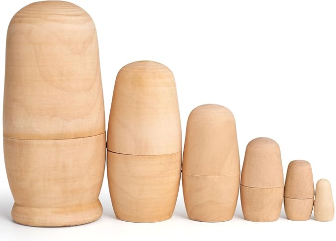 Koogel 6 Set Blank Nesting Dolls, Unfinished Wood Crafts Russian Dolls by KOOGEL