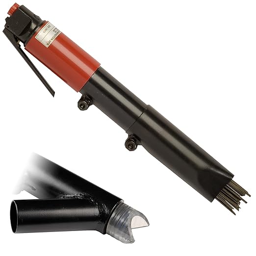 CS Unitec | 2B Needle Scaler with Vacuum Shroud | 19 Needle Air Chisel | Professional Grade 3000 BPM Inline Grip | Air Power 5.5 CFM - 121.2099 VS
