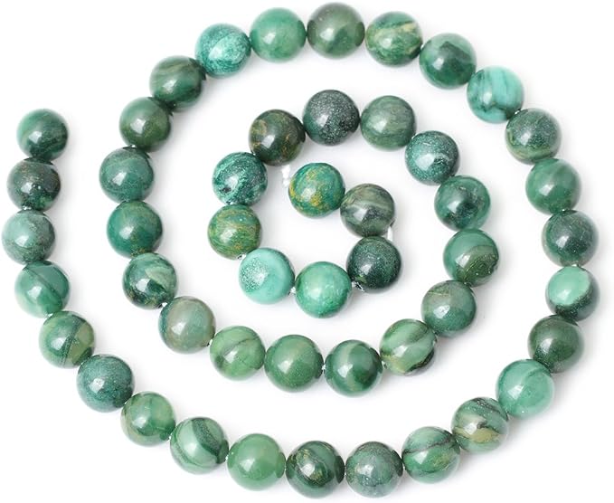 45PCS 8mm Natural Verdite Stone African Jade Gemstone Round Loose Beads - Image 2