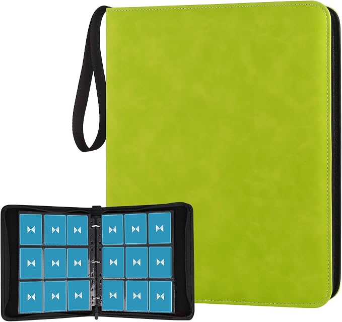 GERMUN 3 Ring 9 Pocket Zipper Card Binder, 720 Double Sided Standard PU Trading by GERMUN
