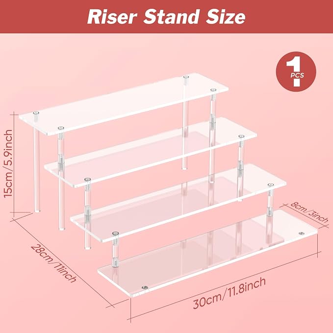 4 Tier Acrylic Display Risers, Cupcake Stand | Large Dessert Display - Image 2