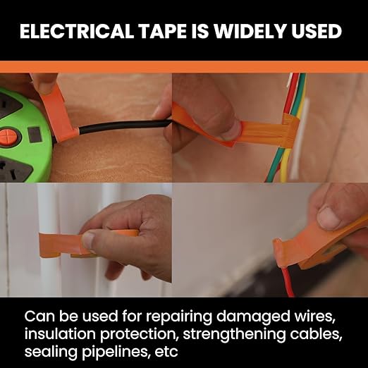 Lichamp 10-Pack Orange Electrical Tape Waterproof, 3/4 in x 66ft, Industrial Grade UL/CSA Listed High Temp Electrical Tape Orange Electric Super Vinyl