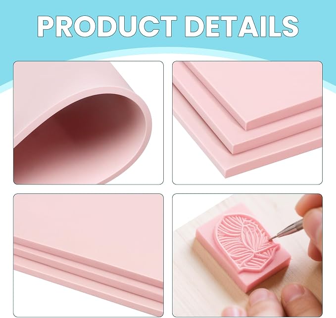6 Pack 8"x10" Large Rubber Carving Blocks - Image 3