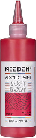 MEEDEN Soft Body Acrylic Paint: Scarlet Red Matte Finish - 250ml/8.45oz Bulk by MEEDEN