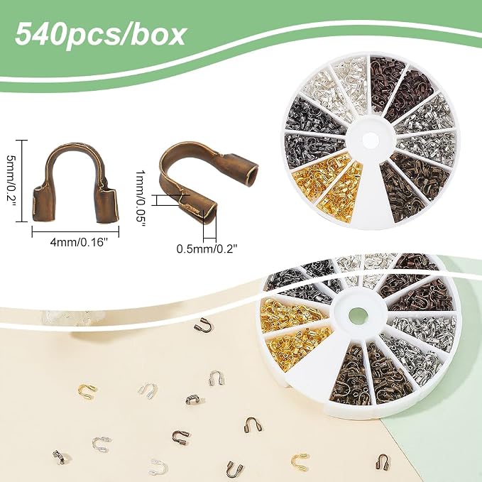 PH PandaHall 540pcs 6 Colors Brass Wire Guardian, Wire Guard Thread Protector - Image 2