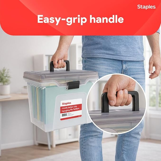 STAPLES File Box File Portable Tote, Letter Size - Image 6