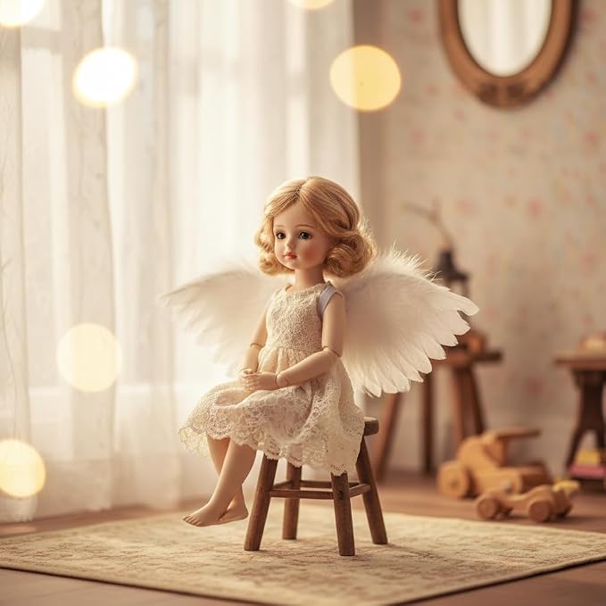 1 Pc White Mini Black and White Angel Feather Wings Doll Feather Wings - Image 6