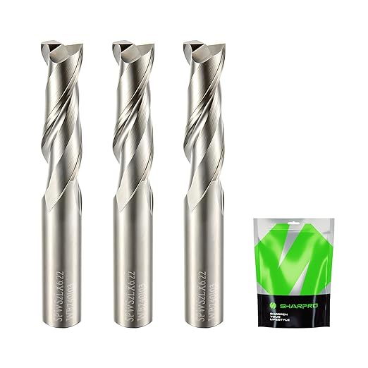 Upcut Spiral Router Bit Set 1/4 Inch Shank 1/4 Inch Cutting Dia. Solid Carbide CNC End Mill, Ideal for Wood Carving, Slot Mortise, Engraving, Grinding (3PCS)