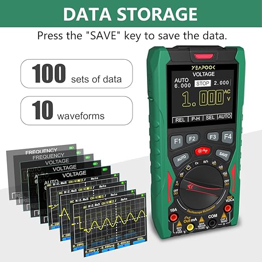 3 in 1 Handheld Digital Oscilloscope Multimeter Portable Oscilloscopes, 12MHz Bandwidth, 50MSa/s Sampling Rate with Multimeter and Signal Generator (YP101A)