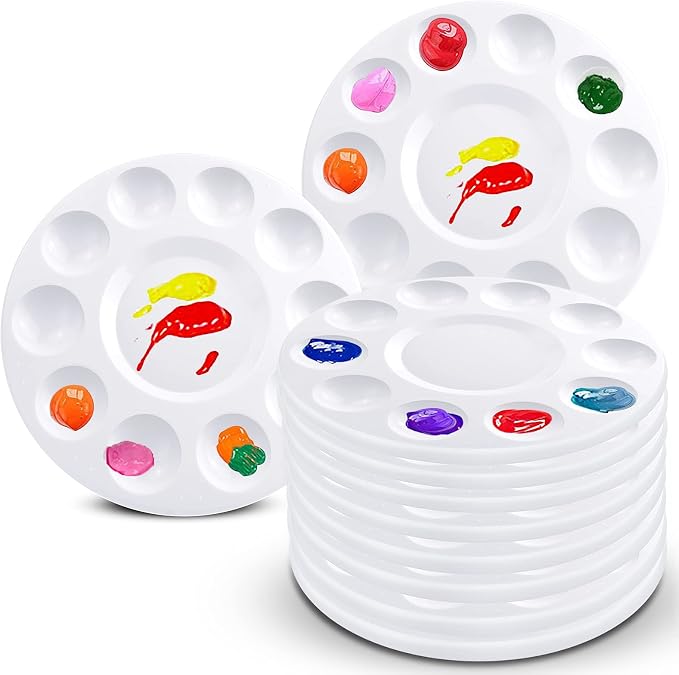 10Ps Paint Tray Palette, Plastic Round Pallet by Hulameda