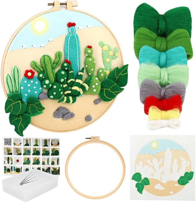 Wonafa DIY Wool Needle Felt Starter Kit, Beginner Needle Felt Kit by Wonafa