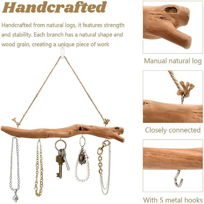 1Pc 15 Inch Natural Driftwood Decorative Branches Farmhouse Home Wall Hanging - Image 6
