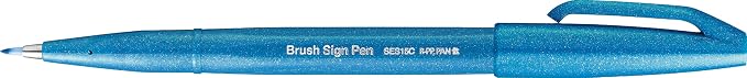 Pentel Fude Touch Sign Pen, Sky Blue, Felt Pen Like Brush Stroke - Image 3