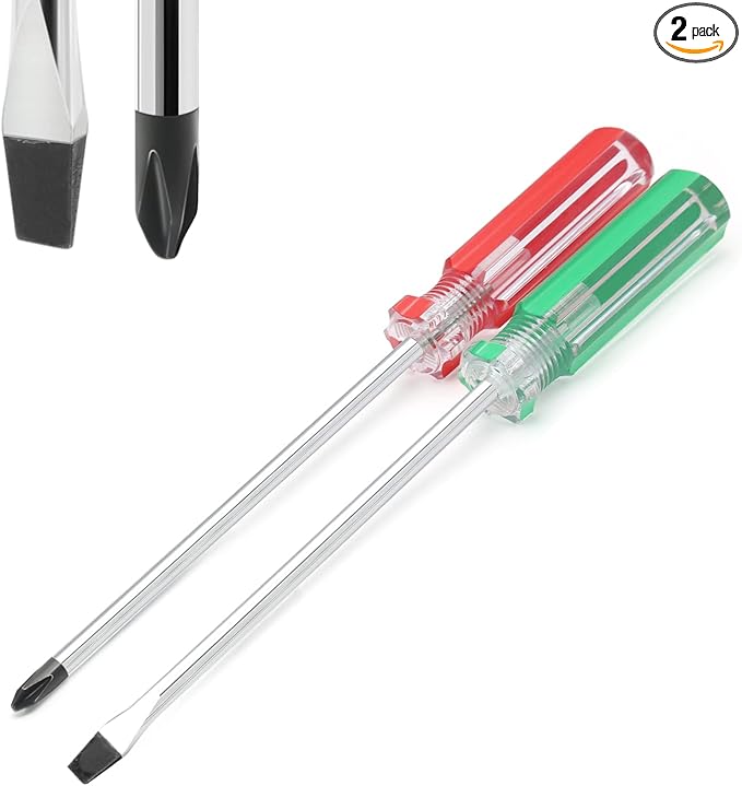 Piutouyar Magnetic Screwdriver Set 2 PCS, 5 Inch Steel Shaft Magnetic 5mm Phillips and Flat Head Tips Screwdriver for Computer Repairing, Automobile Tools and Home Appliances