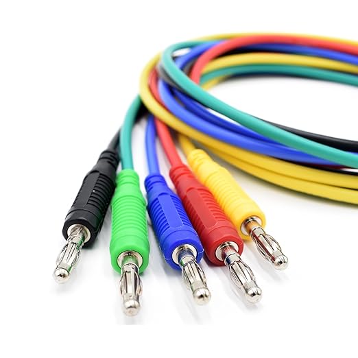 5 Colors 4mm Banana Plug Male to Male Test Leads 14AWG Heavy Duty Jumper Wires Silicone Soft Test Cable for Multimeter Electrical Testing 20A 6Ft