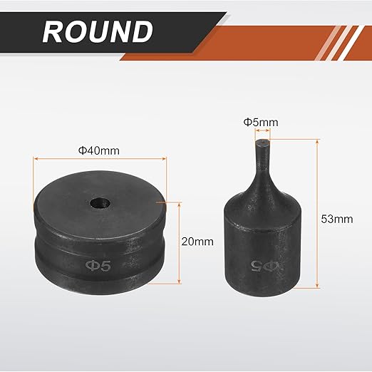 HARFINGTON Hydraulic Hole Punch Die Φ5mm Round Hole 40Cr Steel Electric Punching Kit for CH70 Electric Punching Machine, Black