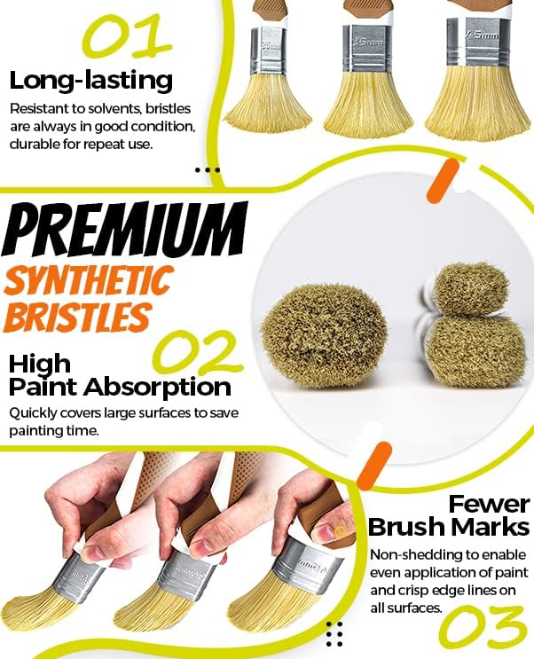 3 Pack Pro Paint Brush Set, Comfy Rubber Handle, Ultra-Smooth & Even Finish - Image 3