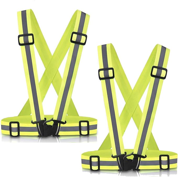 Reflective Vest Running Gear, 2Pack High Visible Safety VES for Cycling Jogging Running Walking, Adjustable for Men Women Kids