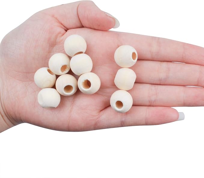 Jdesun 100 Pieces Wooden Beads, Natural Round Wood Loose Beads Wood Spacer 15mm - Image 4