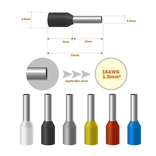 Fidioto 1000pcs AWG16 Wire Ferrules Terminals Kit, Wire Insulated Cord Pin Ends Terminals for Electric, Industrial, Chemical Industry, Power Control System, etc. (Red-1000PCS-16AWG)
