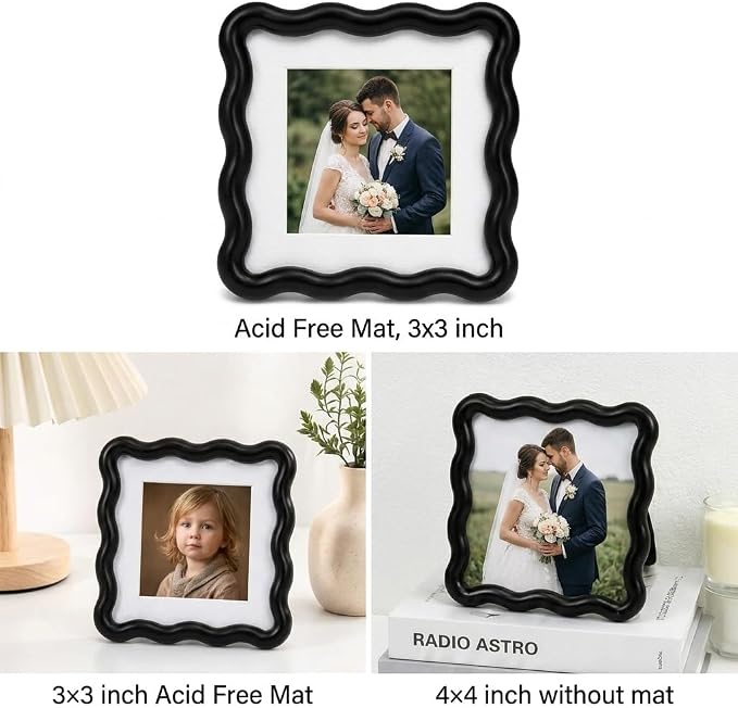 High-End Black 4x4'' Square Zinc Alloy Picture Frames, - Image 4