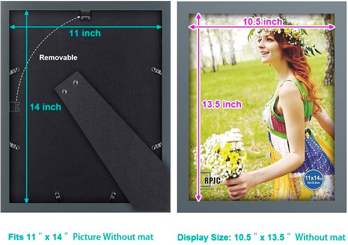 RPJC 11x14 inch Picture Frame Made of Solid Wood and High Definition Glass - Image 4