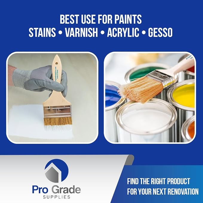 Pro Grade 3" Chip Brushes, Disposable Paint Brushes, - Image 4