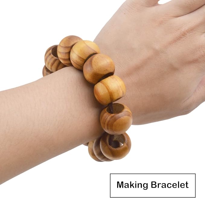 Natural Wooden Beads, 100 Pieces 20mm Diameter Round Loose Spacer Beads Large - Image 7