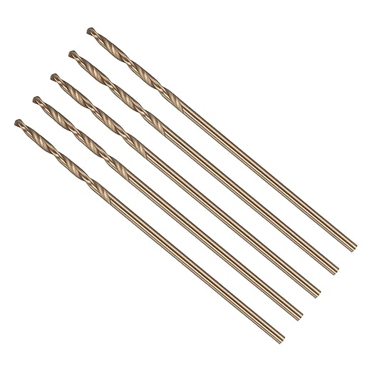 Drill Bit, #56 Cutting Diameter, 4341 HSS Gold Finish 118° Cutting Angle Number Jobber Bits - (Applications: for Drilling Soft Metal Plastic Wood), 5-Pieces