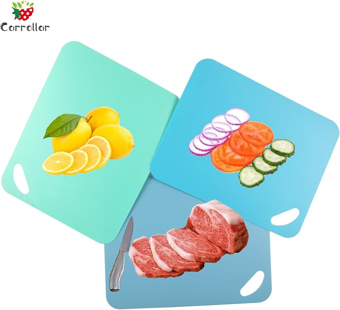 Plastic Flexible Cutting Mats for Kitchen, Color Coded Chopping Board Set - Image 6