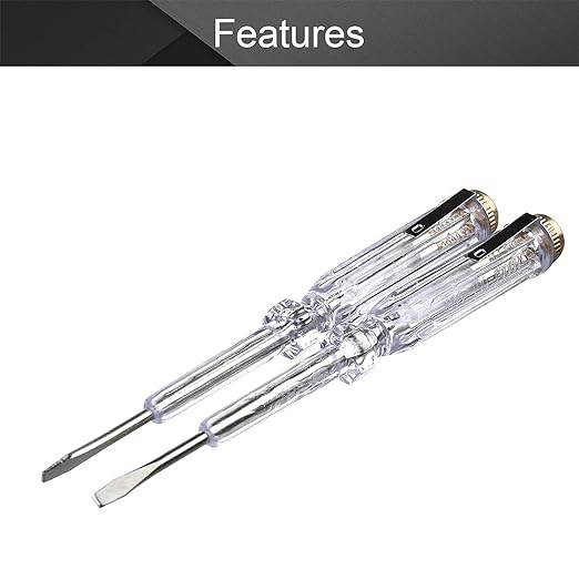 Fielect 2pcs Tester Screwdriver, Voltage Detector Pen Light Circuit Tester Electric Test Pen Screwdriver AC/DC 100-500V