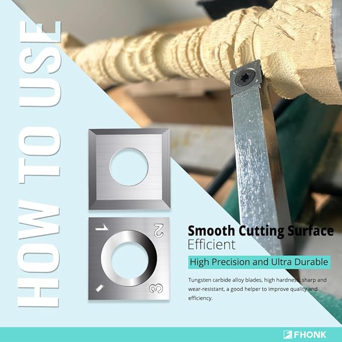 13.8mm Square Straight Carbide Cutters, for Woodturning Replacement Cutter Knives, Fits Spiral, Helical Planer Cutter, Wood Lathe Turning Tool, 10-Piece (13.8x13.8x2.5-30°)