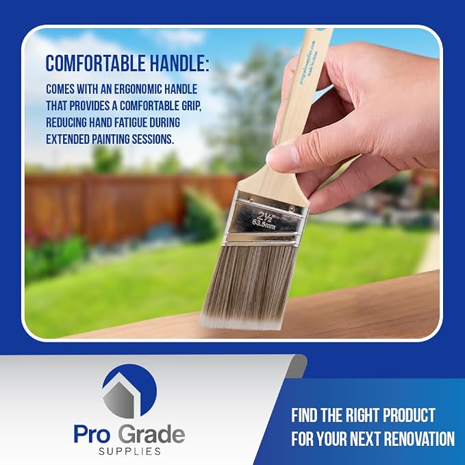 Pro Grade - Paint Brushes - 12Ea 2.5" Angle Brushes - Image 7