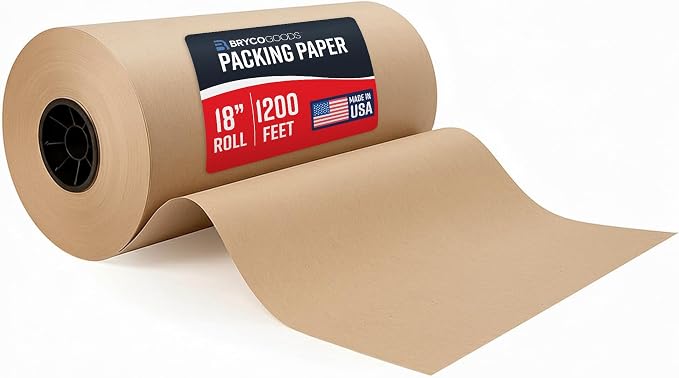 Bryco Goods Brown Packing Paper Roll 18" x 14, Eco-Friendly Void Fill by BrycoGoods