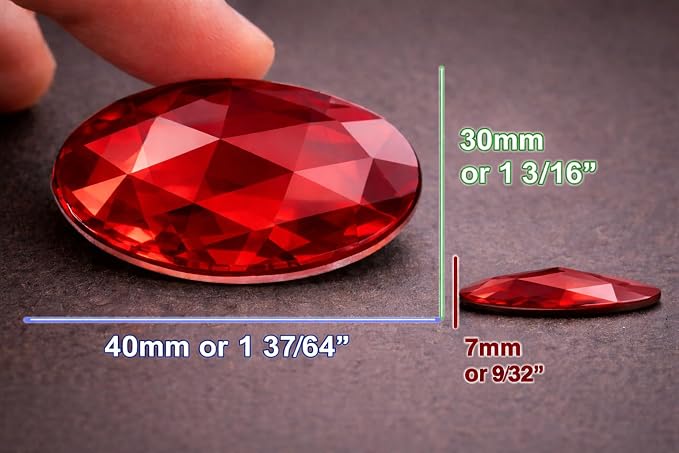 40x30mm Pink Rose Lite .RS72 Large Flat Back Oval Acrylic Rhinestones Cosplay - Image 6