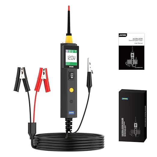 AUTOOL Automotive Circuit Tester Power Circuit Probe Tester Test Light Breaker Finder 0-70V AC DC Voltage Tester for 12V 24V Vehicle, with Voltmeter&Illumination, Component Activation/Continuity Test