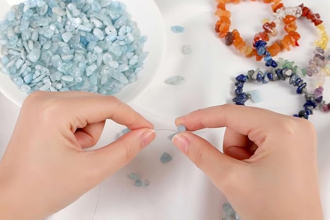LAIDANLA Aquamarine 400pcs Natural Chip Stone Beads 5-8mm Healing Crystal - Image 4