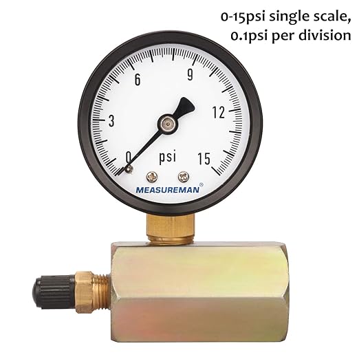 MEASUREMAN 2" Steel Gas Pressure Test Gauge Assembly, 3/4" FNPT Connection, 0-15psi, +/-3-2-3% Accuracy