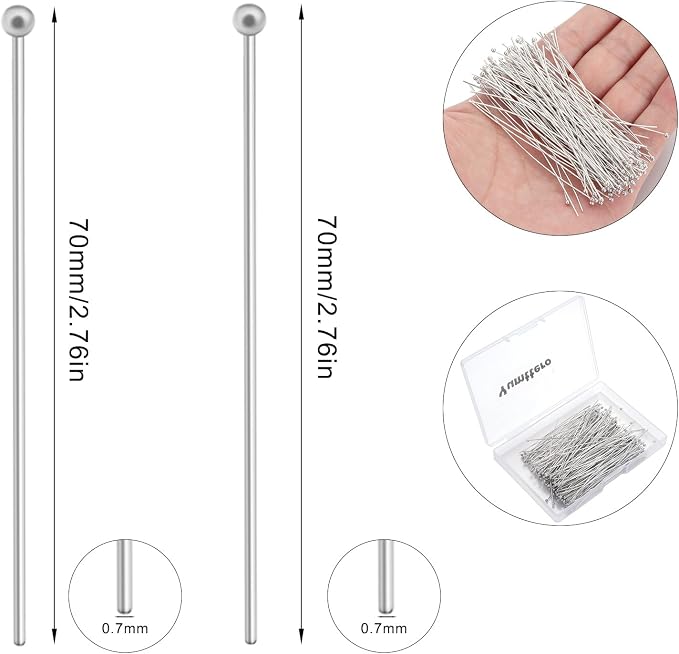 200 Pcs 70mm/2.76 Inch 21 Gauge Ball Pins - Image 2