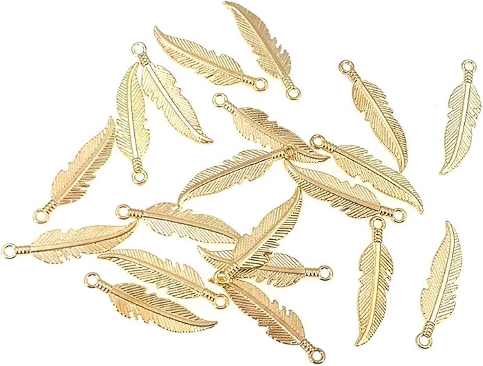 ALIMITOPIA 100pcs Alloy Feather Charms Pendants Easter Angel Wing Feather - Image 4
