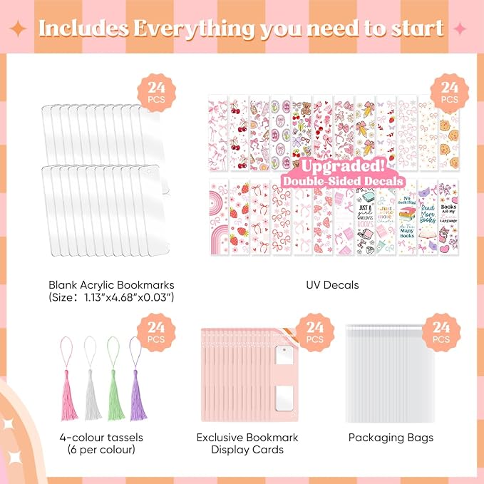 Kaciola 24PCS Acrylic Bookmark Blanks - Image 3