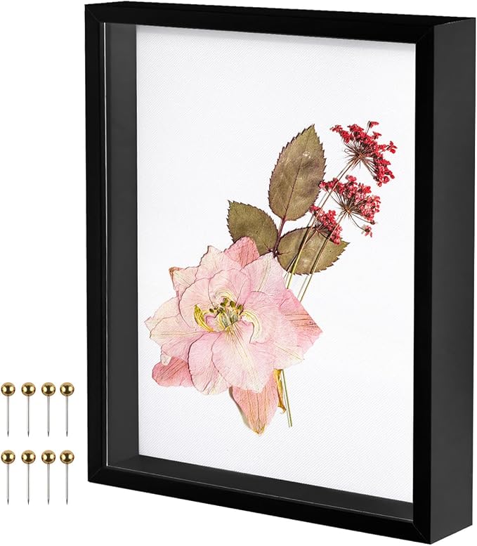 11x14 Shadow Box Frame with Linen Background & Metal Push Pins by Unknown