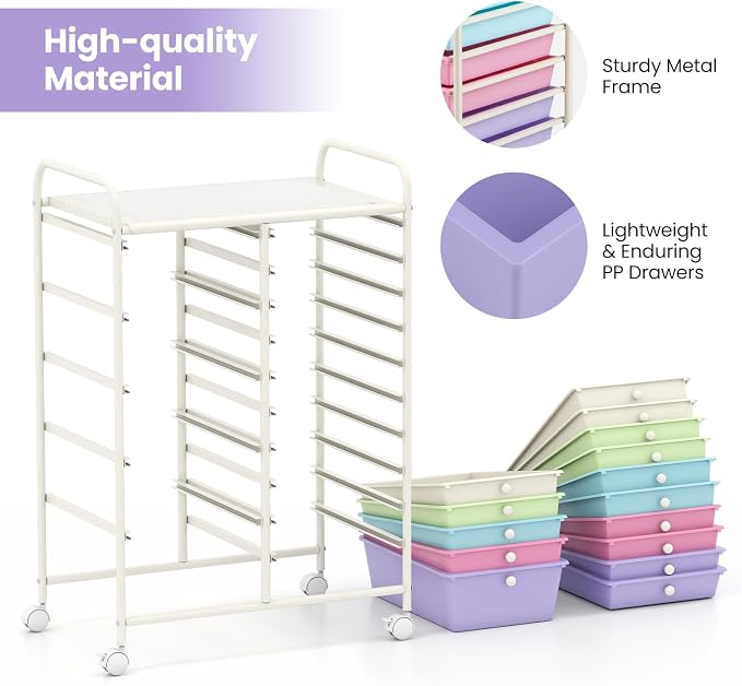 BECOMFORT 15-Drawer Rolling Cart - Image 5